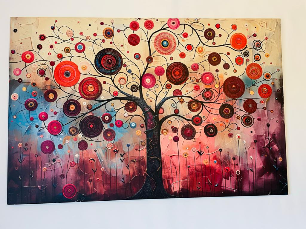 Luxe Canvas levensboom 80x120 Moderne Wanddecoratie, Ophalen