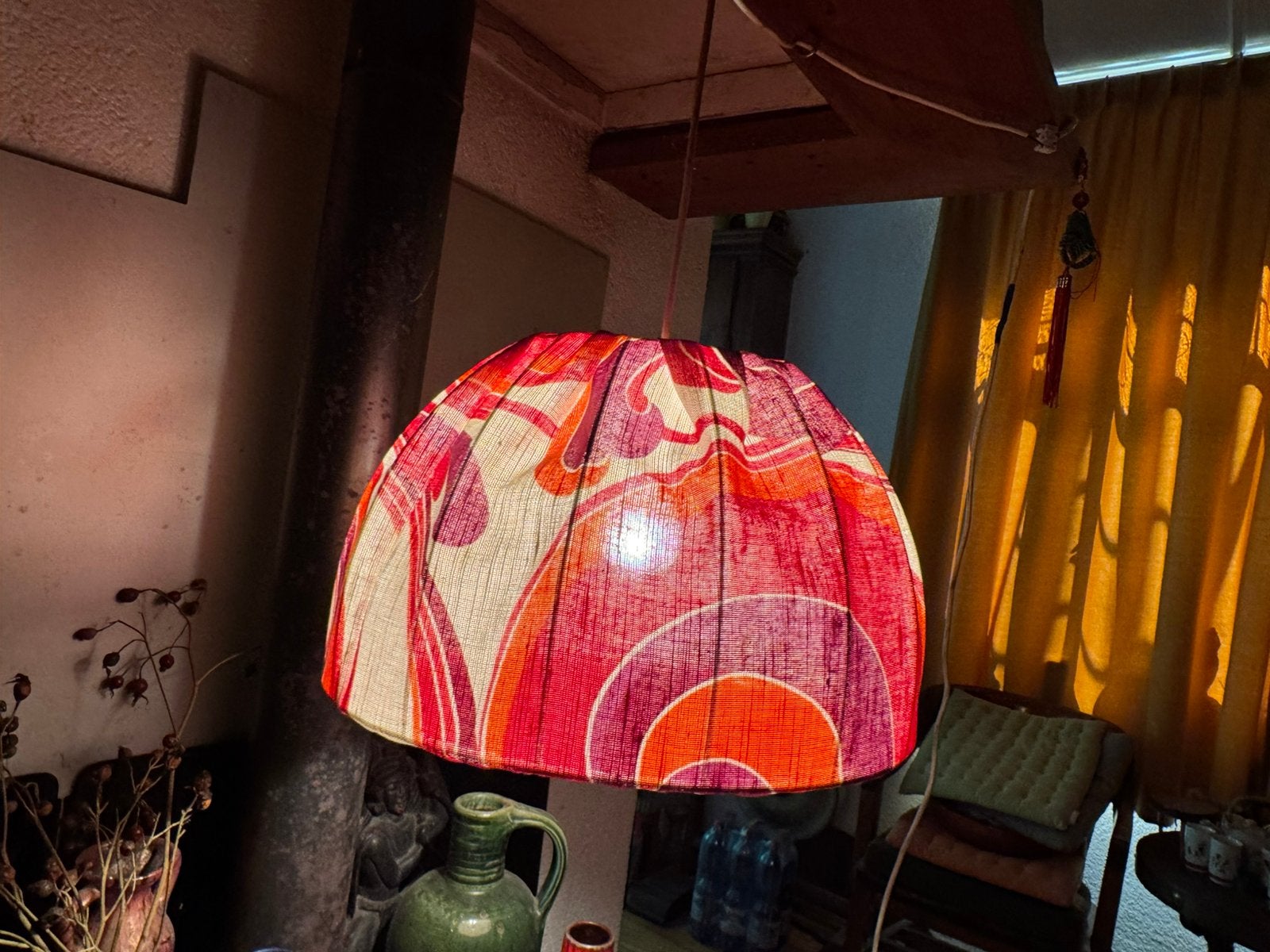 Hanglamp,sixties,zeventies,POP,Mid-Century,vintage, Huis en Inrichting, Ophalen of Verzenden