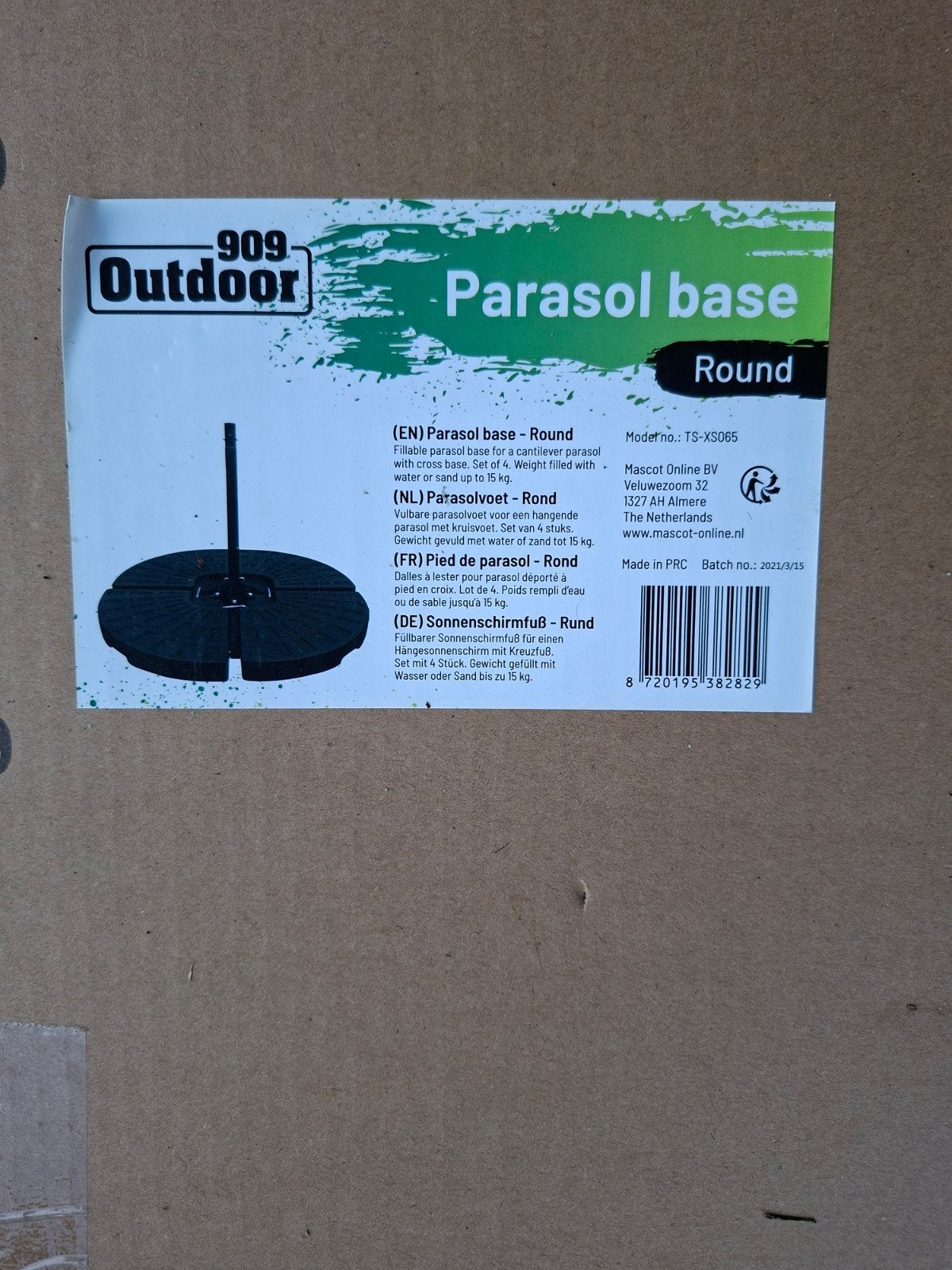 909 Outdoor Parasolvoet Rond - Nieuw in doos