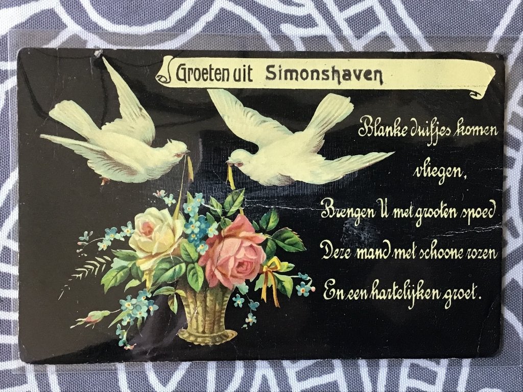 Oude ansichtkaart Groeten uit Simonshaven 1909, Ophalen of Verzenden, Voor 1920, Gelopen, Zuid-Holland