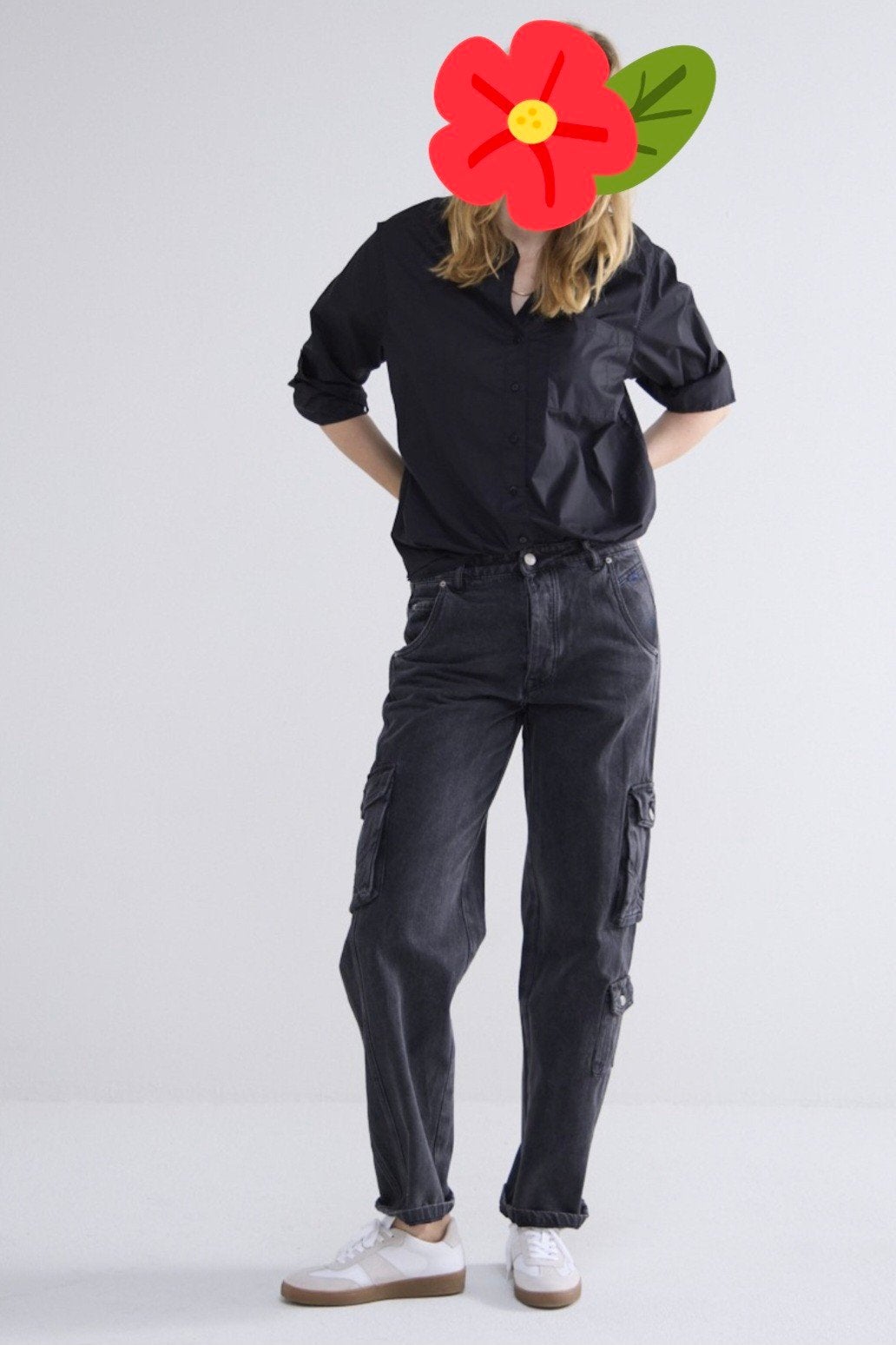 SUMMUM baggy cargo jeans in 40, Ophalen of Verzenden, Zo goed als nieuw, Zwart, W30 - W32 (confectie 38/40)