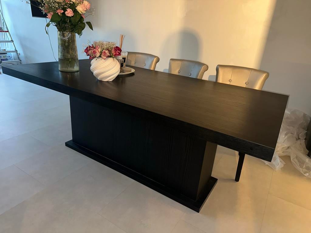 Chique zwarte eettafel - 200x100 cm, Huis en Inrichting, Ophalen, 100 tot 150 cm, Zo goed als nieuw, Vijf personen of meer