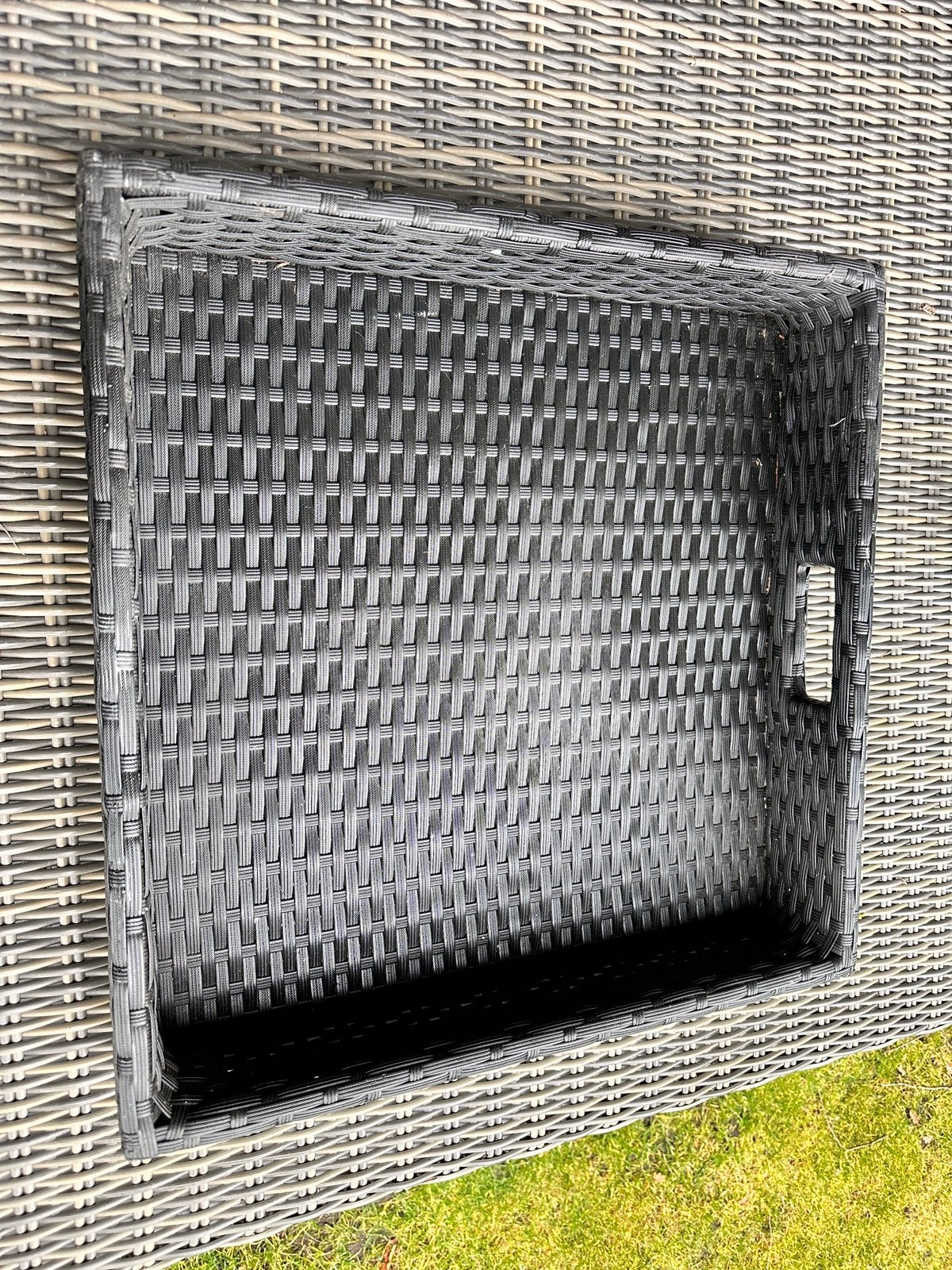 Heel mooi donkergrijs Wicker dienblad - 50 x 50!, Ophalen, Zo goed als nieuw, Vierkant, Dienblad