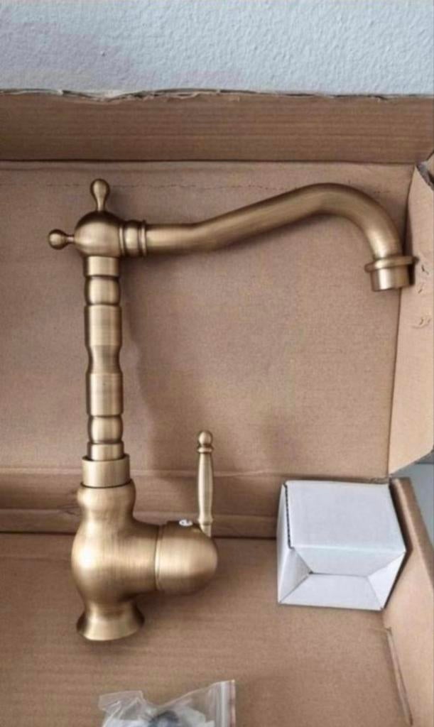 Landelijke mengkraan, messing, antiek, brons, keukenkraan, Huis en Inrichting, Keuken | Keukenelementen, Minder dan 50 cm, Nieuw