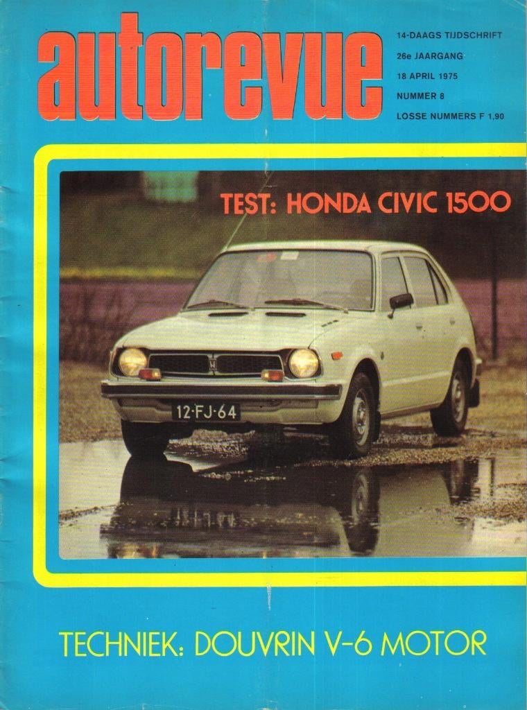 Autorevue test Honda Civic 1500 1975, Ophalen of Verzenden, Gelezen, Honda