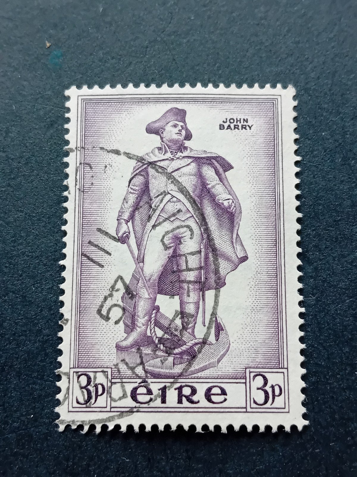 Ierse postzegel John Barry 3p, gestempeld, Ophalen of Verzenden, Na 1940, Gestempeld