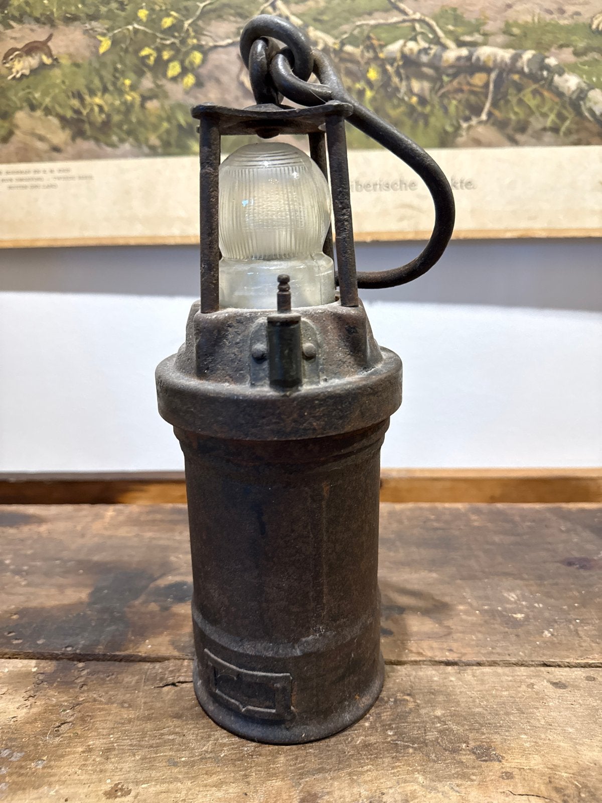 Zware oude mijnlamp - Decoratieve industriële lamp, Antiek en Kunst, Ophalen