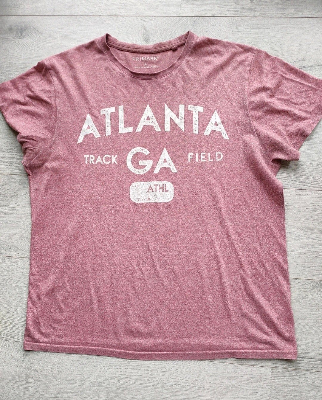 Primark Heren T-shirt Rood Maat L - Atlanta Print, Kleding | Heren, T-shirts, Maat 52/54 (L), Ophalen of Verzenden, Gedragen, Rood