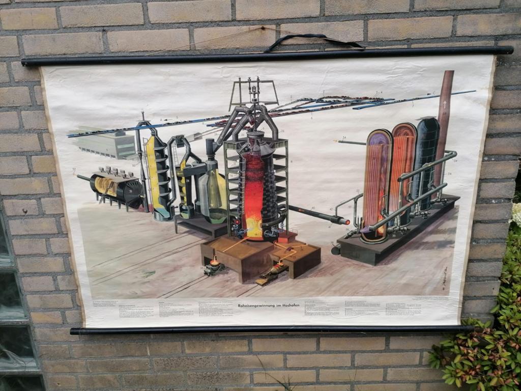 Vintage schoolplaat gemaakt in 1962 door Erich Joschke, Antiek en Kunst, Antiek | Schoolplaten, Ophalen of Verzenden