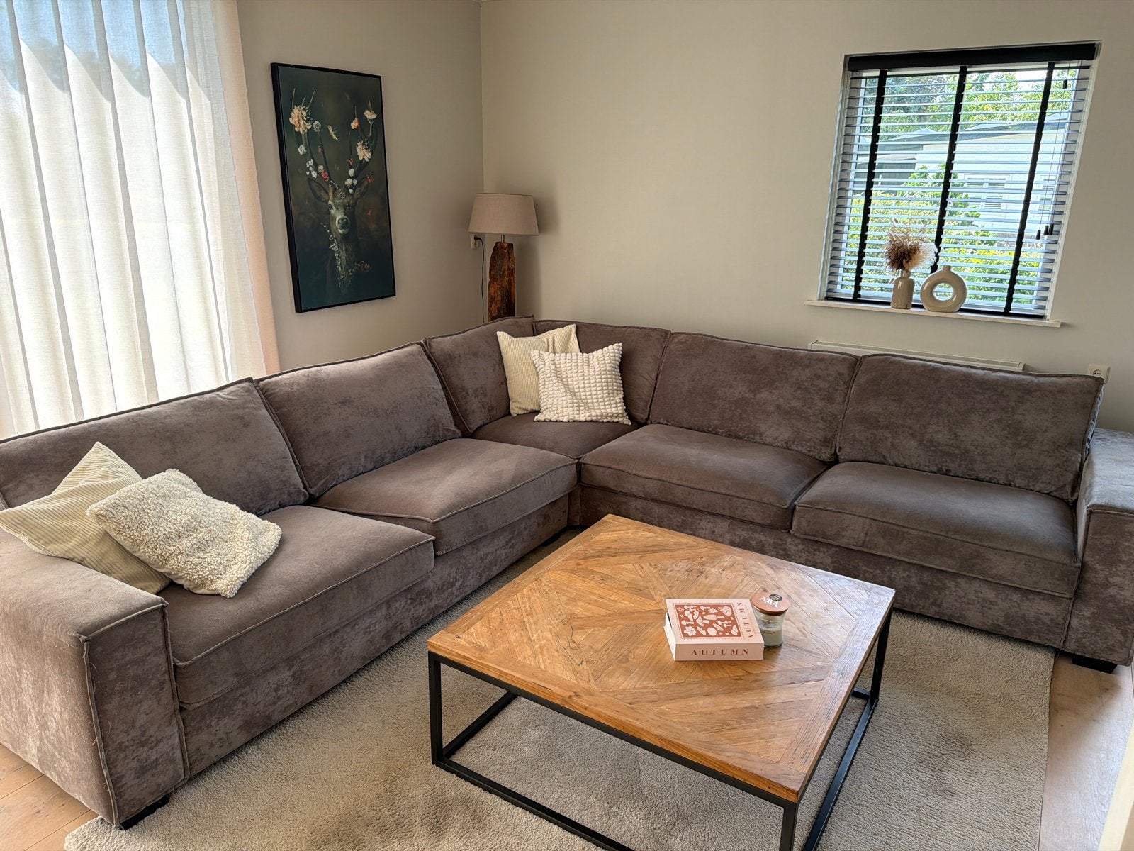Grote grijze stoffen hoekbank Urban Sofa 3.25m x 3.25m, Ophalen, Gebruikt, 100 tot 125 cm, Hoekbank