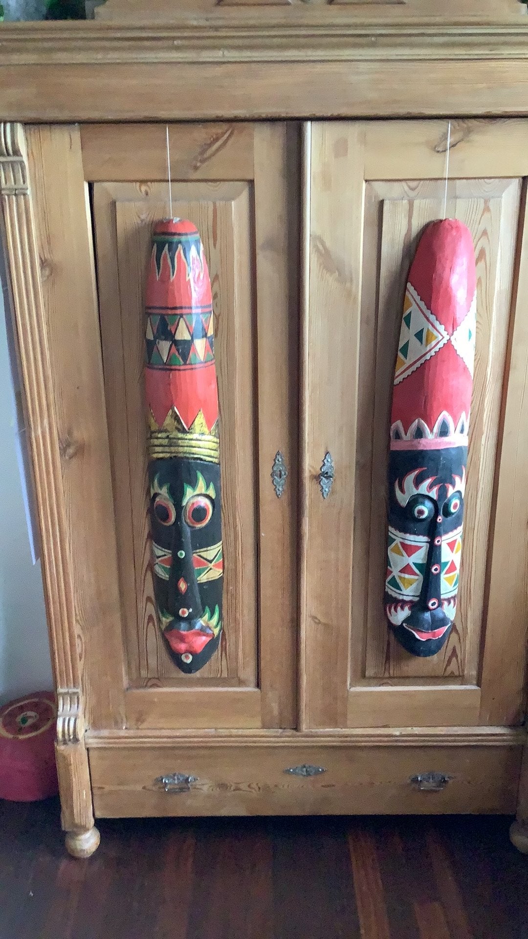 Prachtige vintage wandmaskers uit Indonesië., Antiek en Kunst, Ophalen of Verzenden