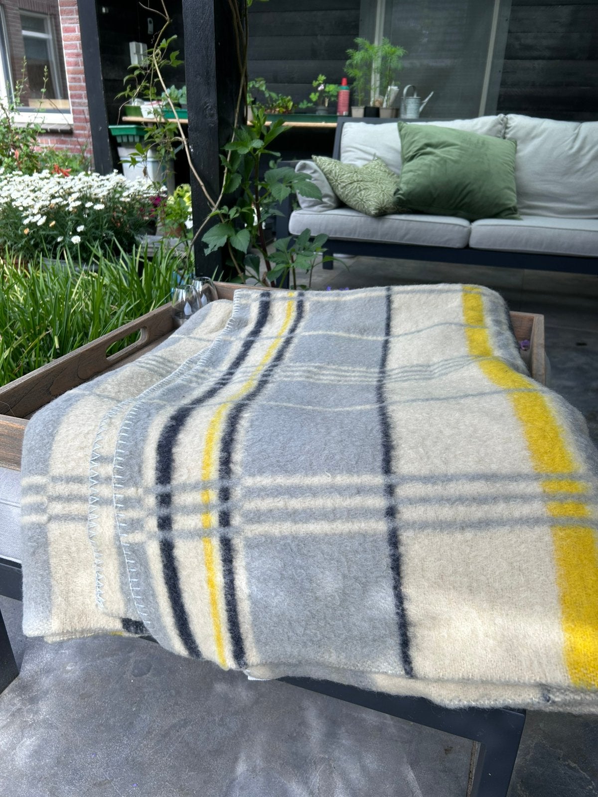 Vintage wollen deken AaBe, Huis en Inrichting, Woonaccessoires | Plaids en Woondekens, Ophalen of Verzenden, Gebruikt