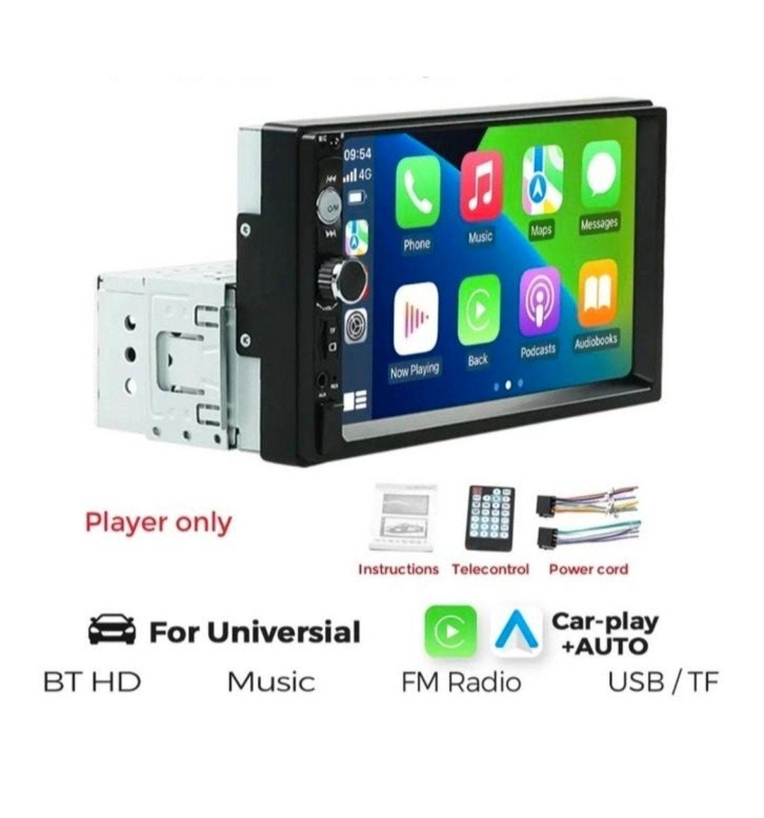 Universele 1-Din 7 inch autoradio met CarPlay & AndroidAuto, Auto diversen, Autoradio's, Nieuw, Ophalen of Verzenden