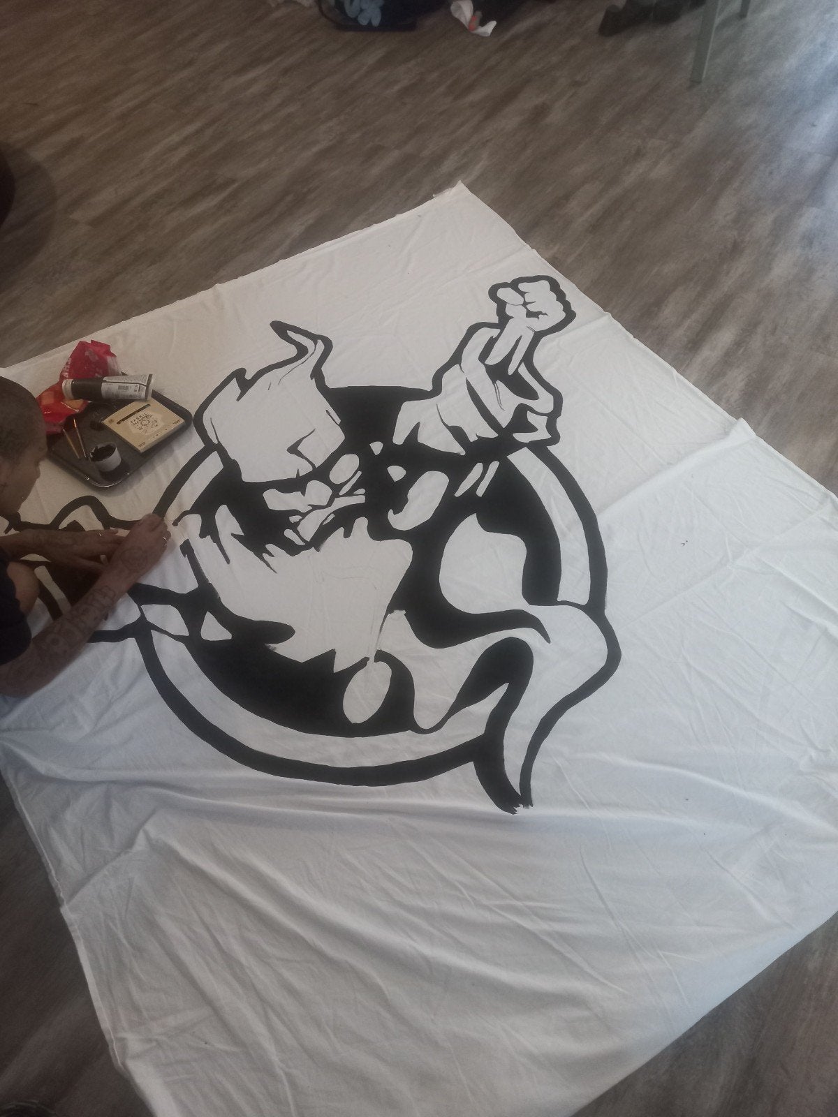 Thunderdome logo op maat: muurdecoratie of doek, Meerkleurig, Textiel, Ophalen of Verzenden, Handgemaakt