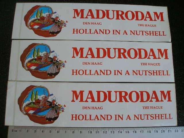 3x grote sticker madurodam den haag holland in a nutshell, Verzenden, Zo goed als nieuw, Bedrijf of Vereniging