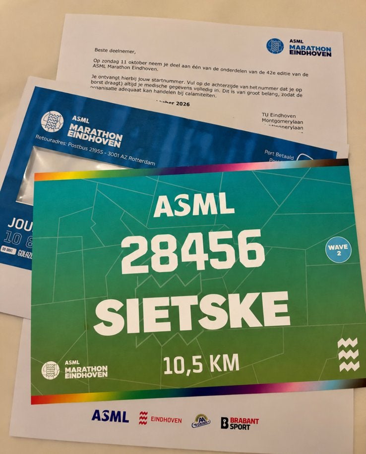 [2x] - Kwart Marathon Eindhoven Startbewijs - Cuijk Ophalen, Twee personen