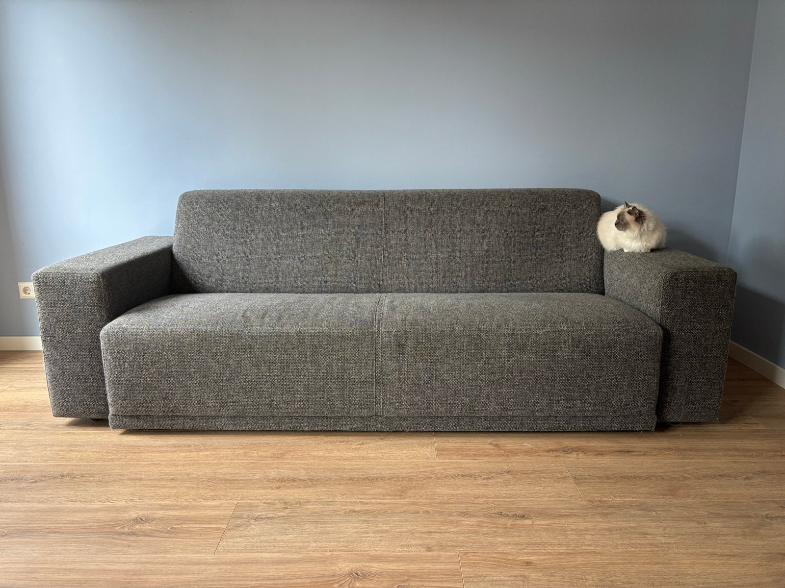 Comfortabele grijze bank, Ophalen, Gebruikt, Driepersoons, 75 tot 100 cm