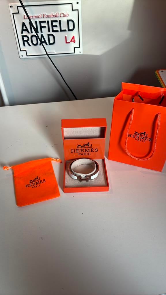 hermes armband 17, Sieraden, Tassen en Uiterlijk, Armbanden, Ophalen of Verzenden, Zo goed als nieuw, Wit, Zilver
