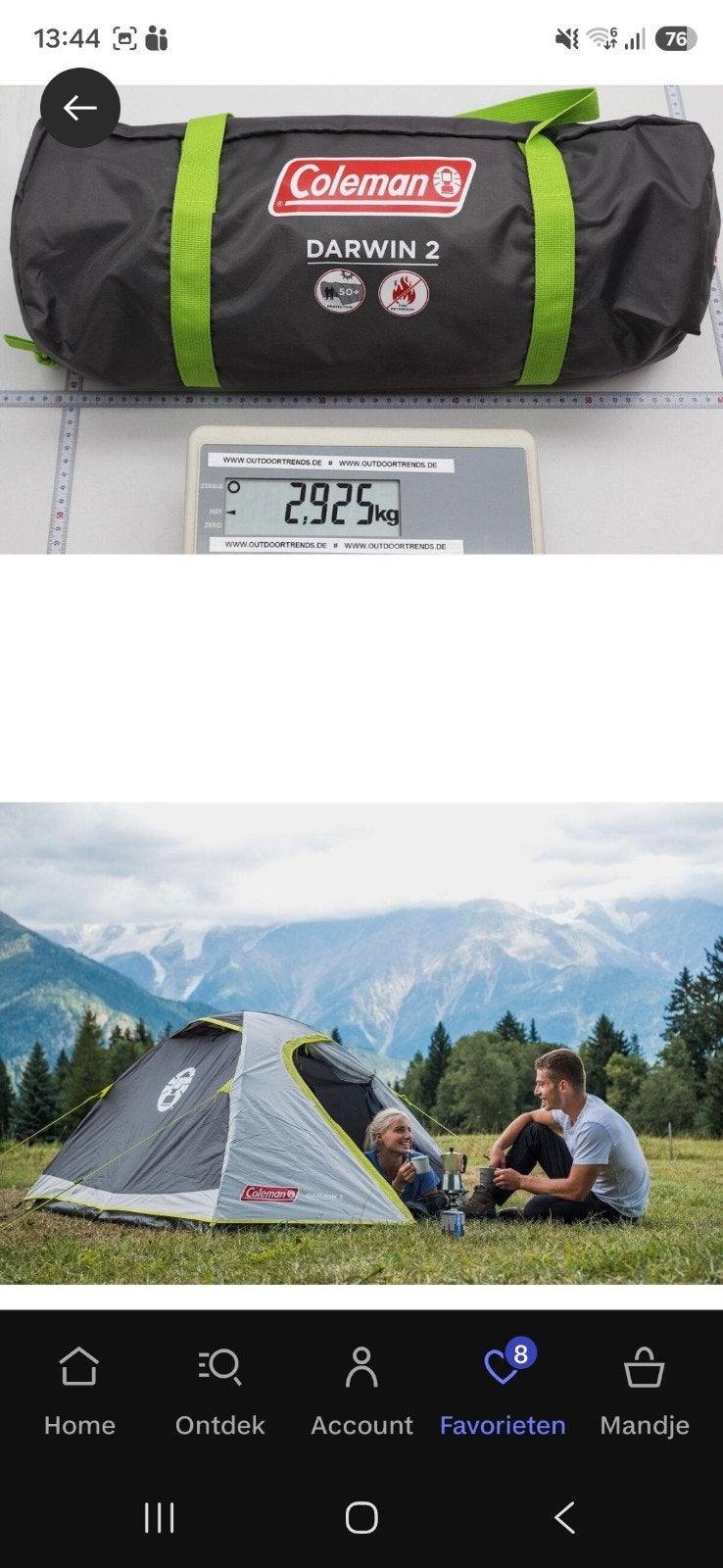 Coleman Darwin 2 koepeltent - 2 persoons, Ophalen of Verzenden, Zo goed als nieuw, Tot en met 2