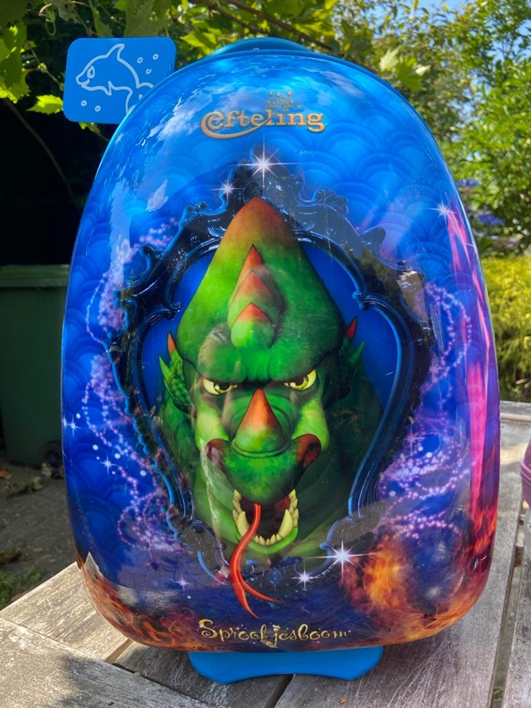 Efteling draken koffer (blauw), Sieraden, Tassen en Uiterlijk, Koffers, Ophalen of Verzenden, Zo goed als nieuw, Hard kunststof