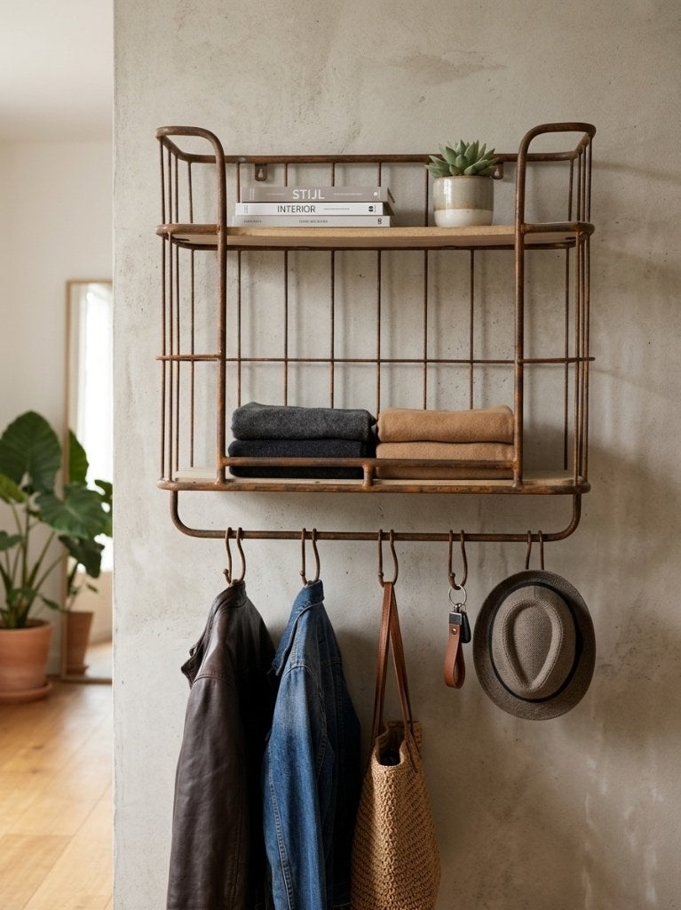 Industriële vintage kapstok, Zo goed als nieuw, Minder dan 100 cm, Hout, Ophalen