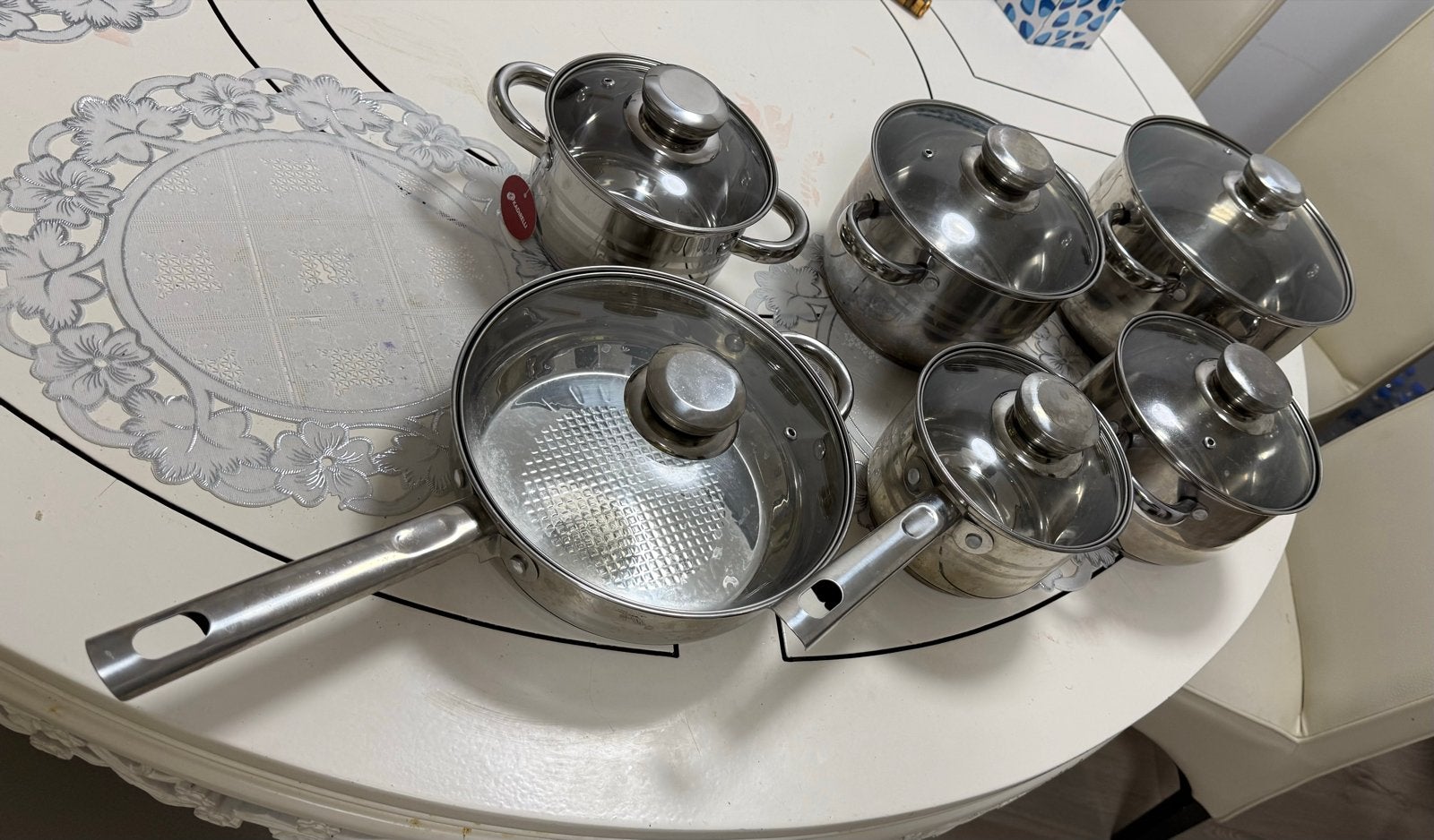 6-delige pannenset met deksels - Zo goed als nieuw, Met deksel, Pannenset, Ophalen of Verzenden, Zo goed als nieuw