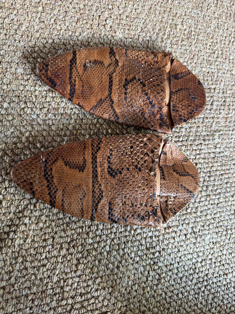 Belra Marokkaanse sloffen mt 39 slangeleer € 35,00, Kleding | Dames, Bruin, Ophalen of Verzenden, Zo goed als nieuw, Pantoffels of Sloffen