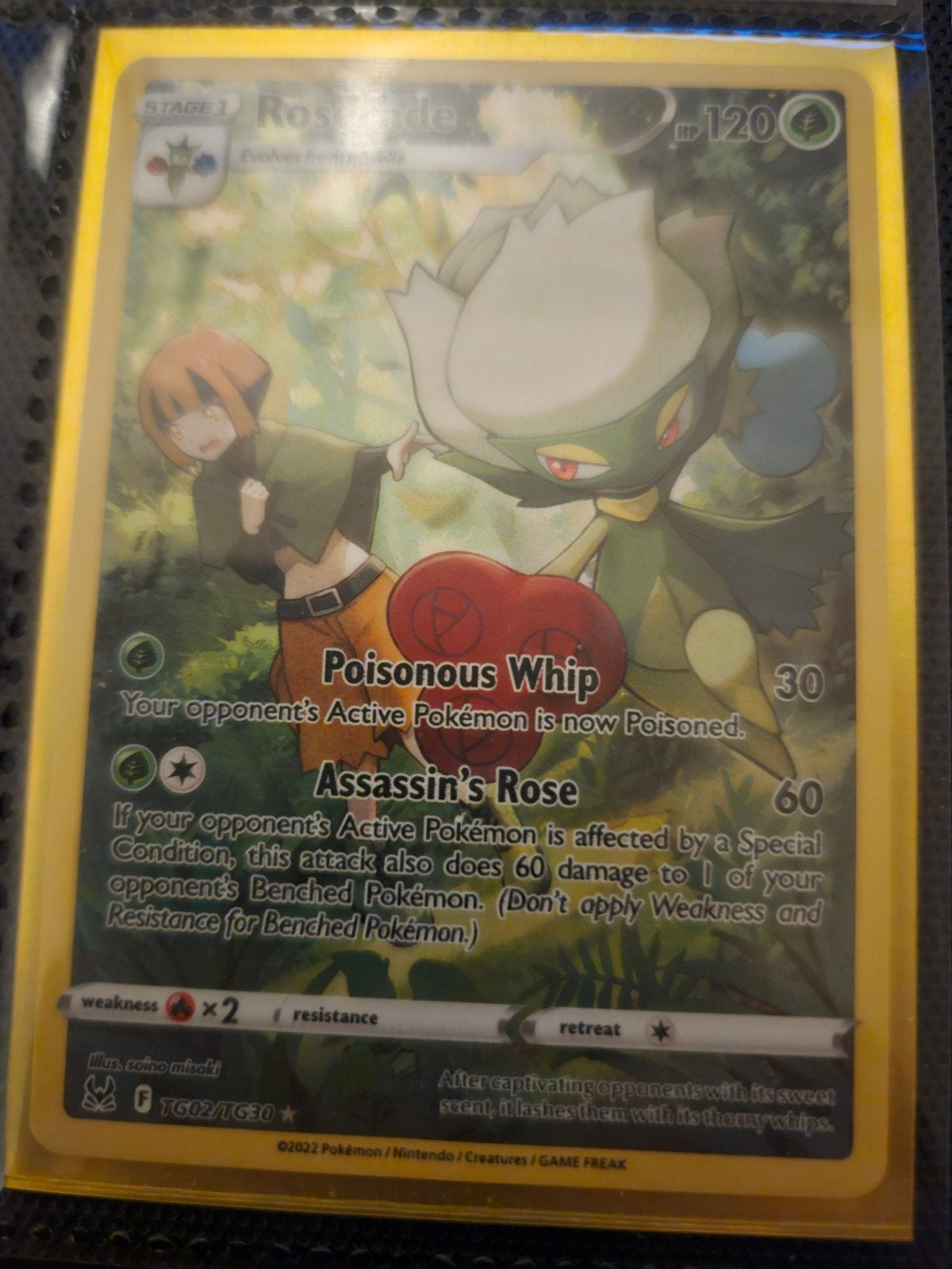 Pokemon Roserade TG02/TG30 Lost Origin, Ophalen of Verzenden, Zo goed als nieuw, Losse kaart, Foil