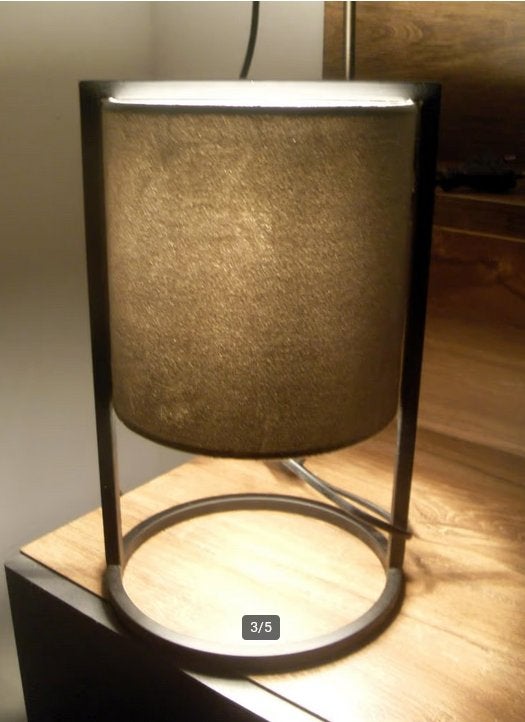 Tafellamp zwart grijs / industriële lamp / rond schemerlamp, 30 cm, Met schakelaar, Zo goed als nieuw, Grijs