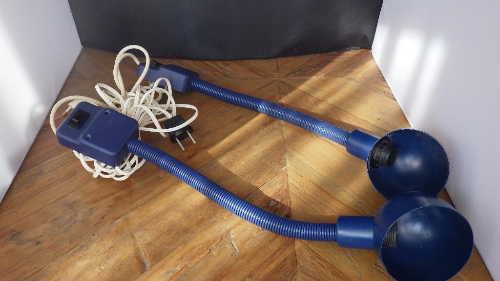 2 vintage blauwe wandlampen (Happy Light), Huis en Inrichting, Lampen | Wandlampen, Ophalen of Verzenden, Gebruikt