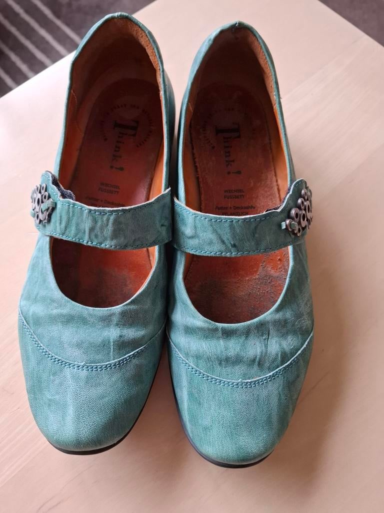 Blauw/ groenige gemêleerde thinks, maat39, Blauw, Instappers, Think!, Ophalen of Verzenden