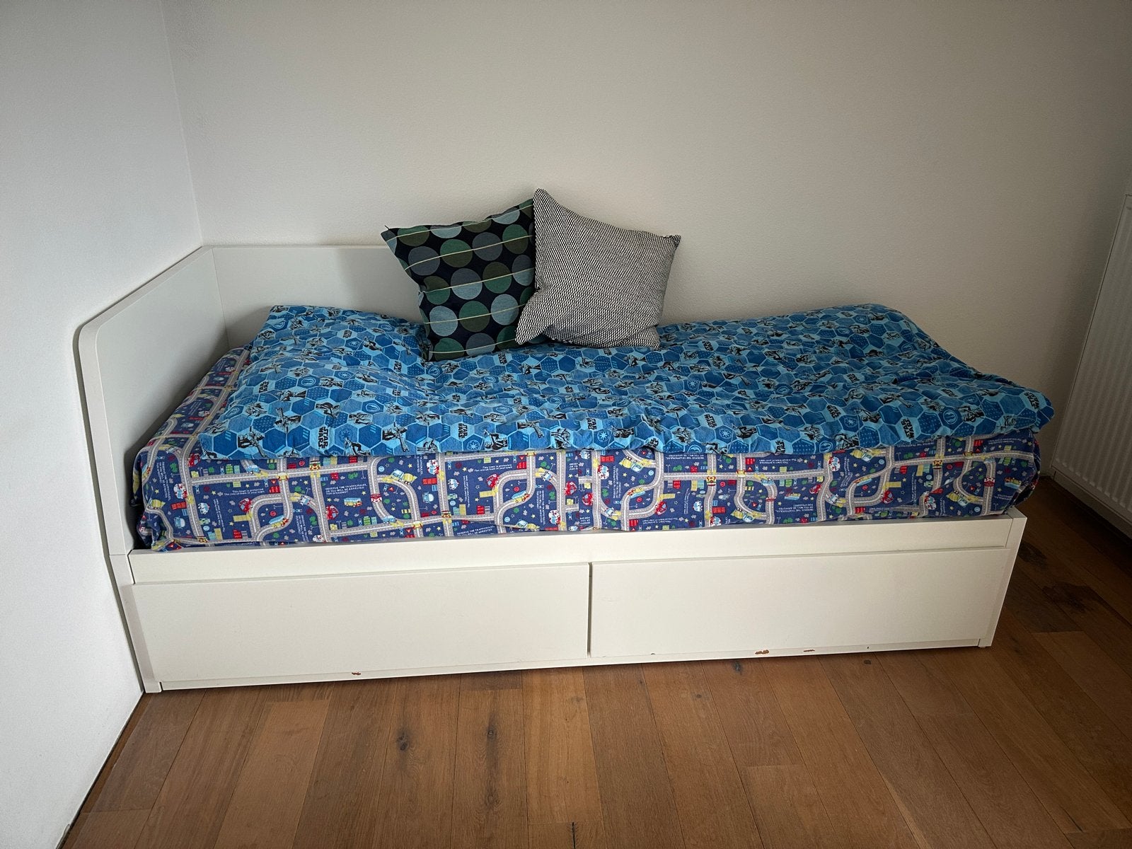 Ikea FLEKKE Dagbed met opbergruimte, wit, 80-160x200 cm, Ophalen, Gebruikt, Wit, Tweepersoons