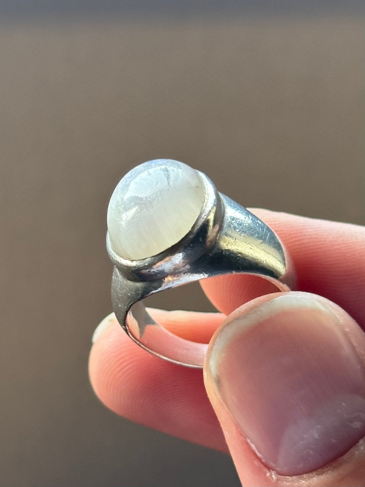 Prachtige Zilveren Ring (925) met Grote Maansteen - 19mm, Sieraden, Tassen en Uiterlijk, Ophalen of Verzenden, Zo goed als nieuw