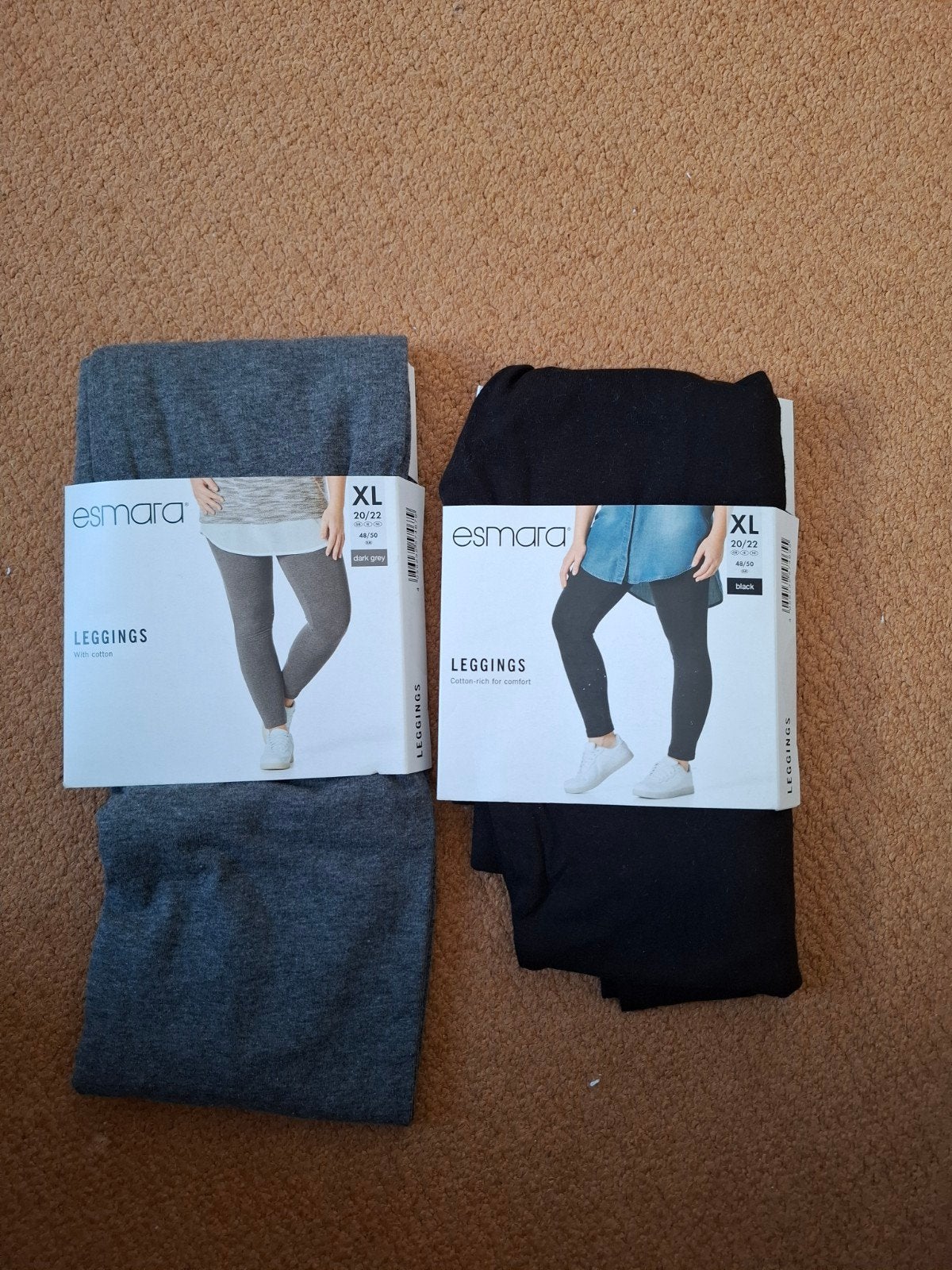 Esmara Leggings XL - Donkergrijs & Zwart, Nieuw, Grijs, Legging, Maat 48/52 (XL)