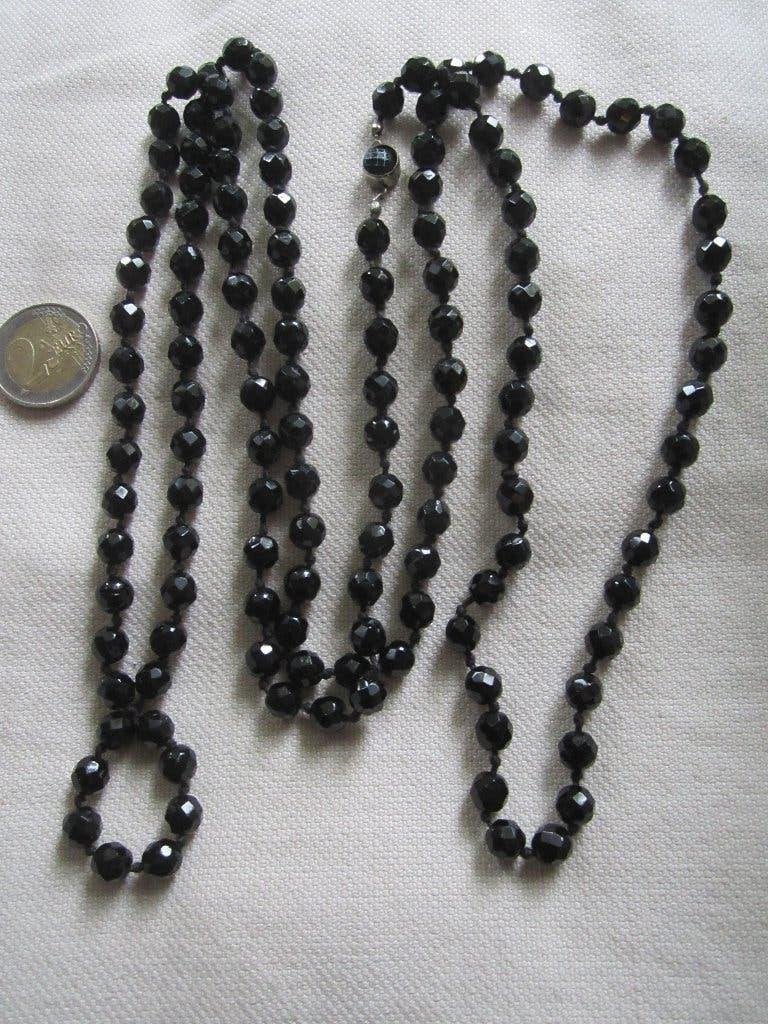 24. Schitterende oude ketting, French jet,  AUSTRIA,   140cm, Sieraden, Tassen en Uiterlijk, Ophalen, Overige materialen, Ketting