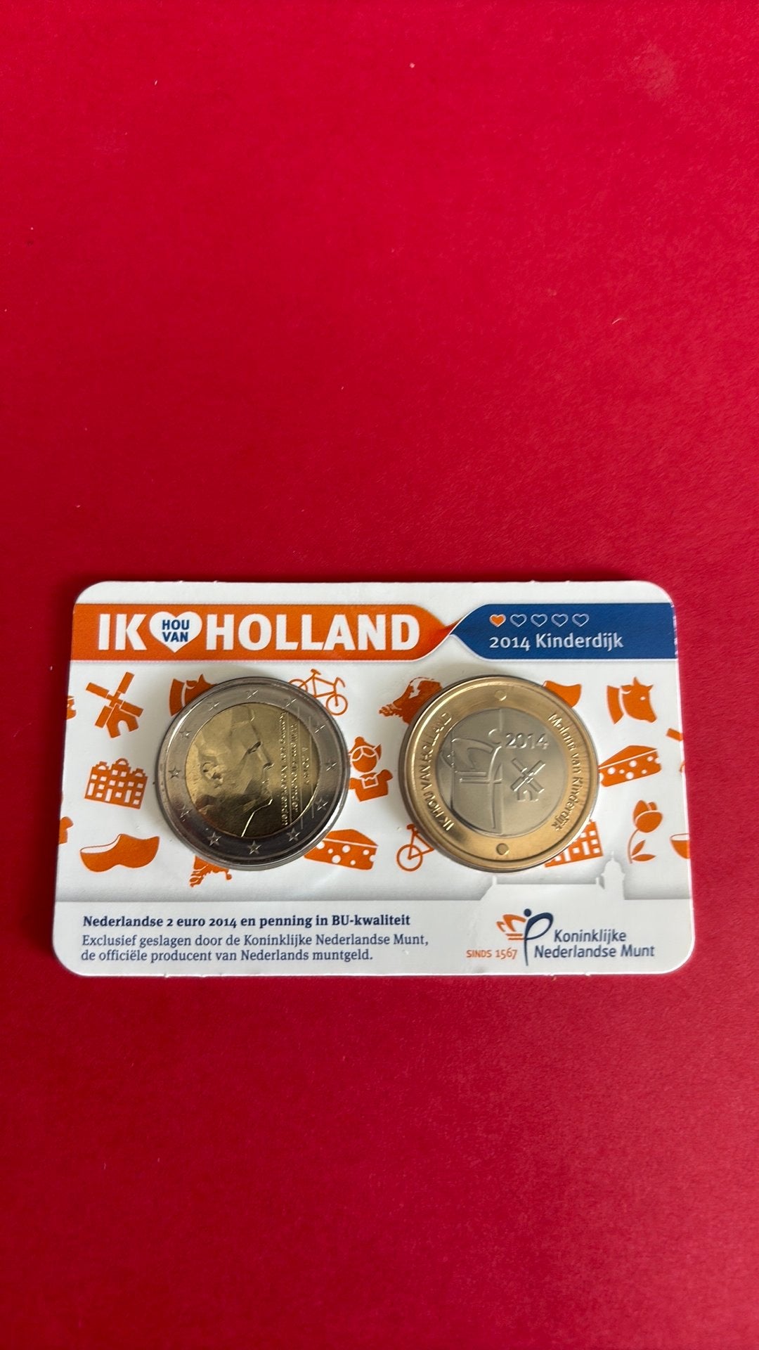HollandCoinfair Coincard 2014 Ik Hou Van Holland Kinderdijk, Ophalen of Verzenden, Koningin Beatrix, Euro's