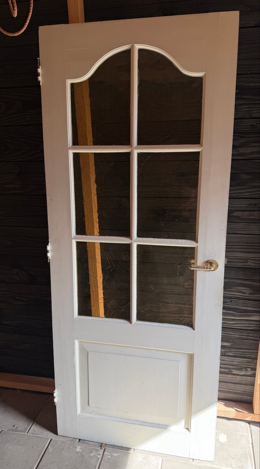 Witte binnendeur met glaspanelen, Ophalen, Gebruikt, 80 tot 100 cm, Binnendeur
