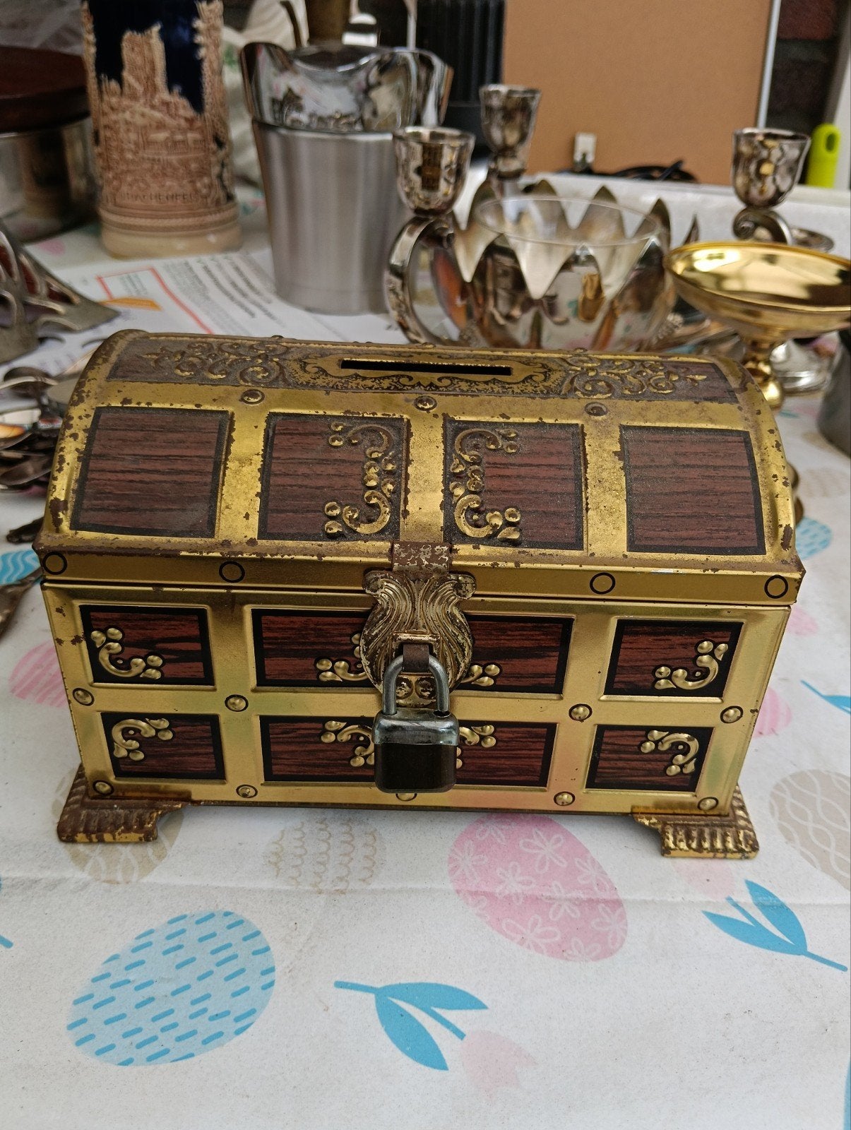 Decoratieve metalen schatkist met hangslot, Ophalen of Verzenden