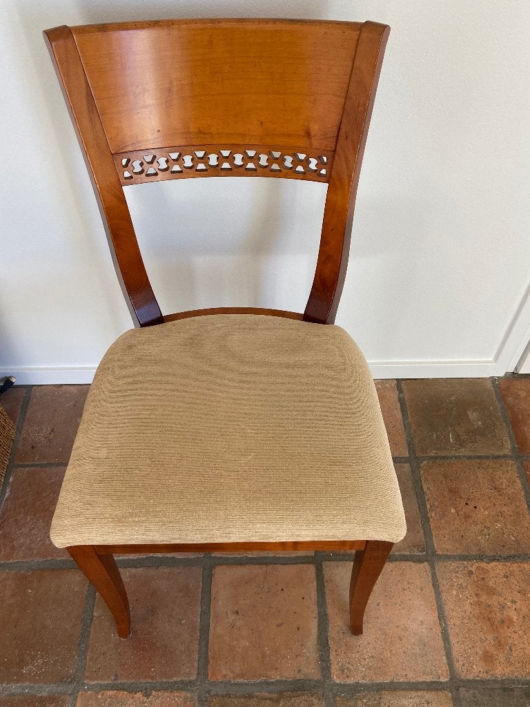 Houten stoel met stoffen zitting, Huis en Inrichting, Stoelen, Ophalen, Gebruikt, Overige kleuren, Stof