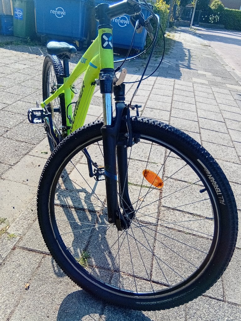 Rockrider ST100 – 27.5" – Fluo Green, Gebruikt, Velgrem, Versnellingen, Rockrider