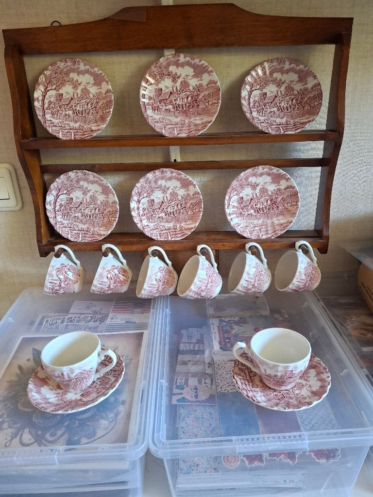 set van 8 vintage Myott Royal Mail' kop & schotels /wandrek, Antiek en Kunst, Ophalen