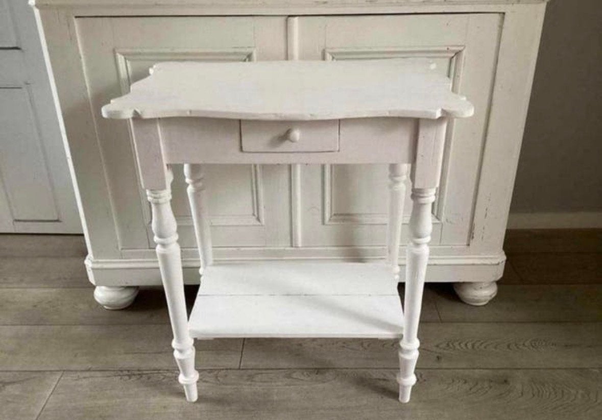 Brocante witte tafel met la, Ophalen of Verzenden