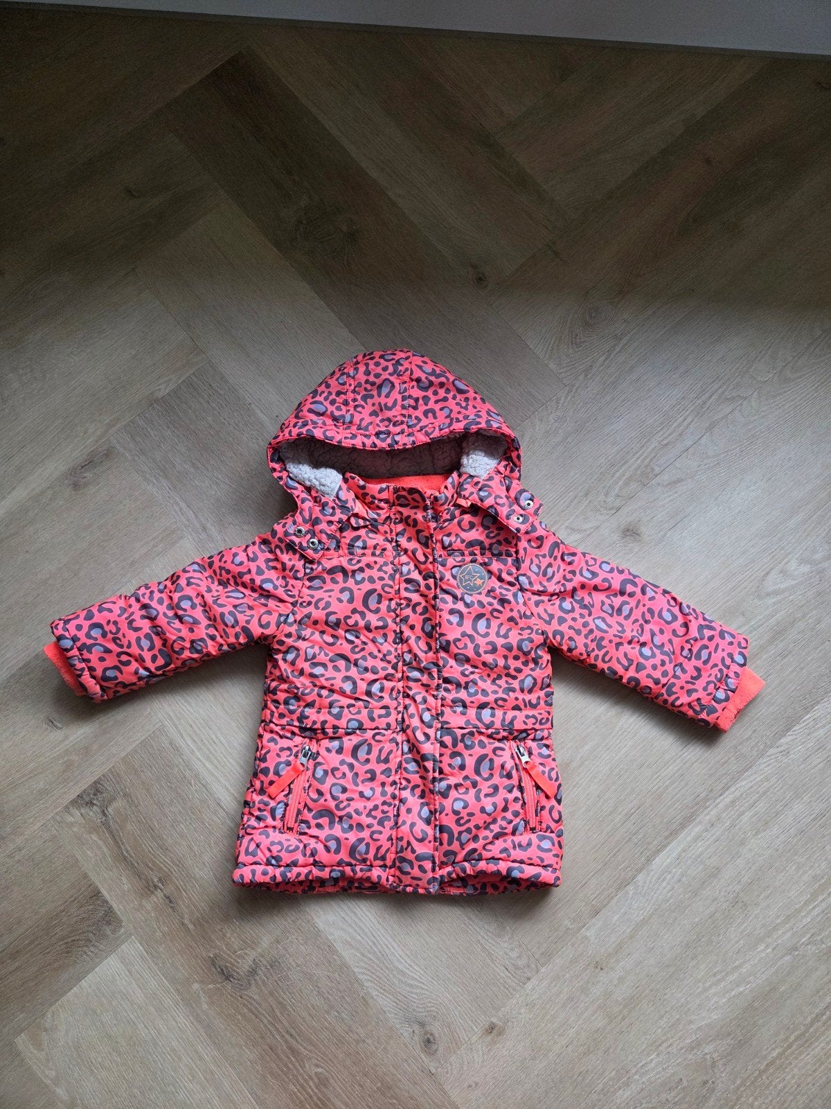 Babyface winterjas met luipaardprint - maat 86 (18-24 mnd, Gebruikt, Meisje, Jasje, Ophalen