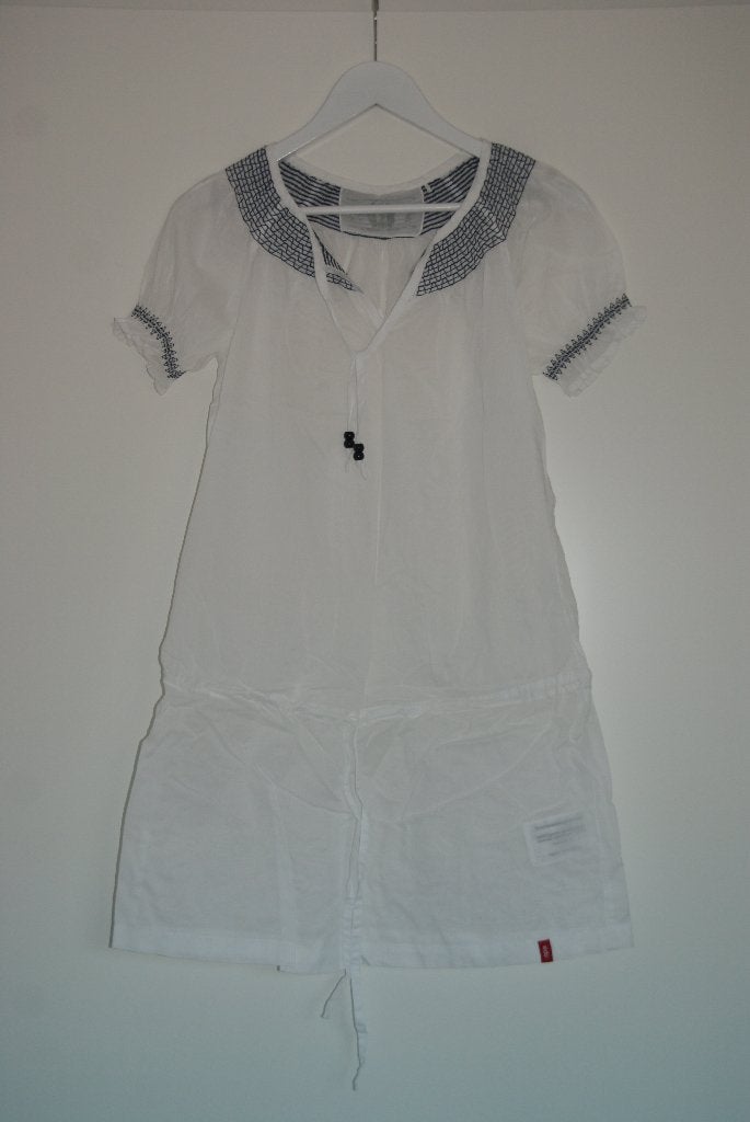 Te koop: Tuniek Esprit, maat S, wit met blauw, korte mouw, Kleding | Dames, Maat 38/40 (M), Wit, Nieuw, Ophalen of Verzenden
