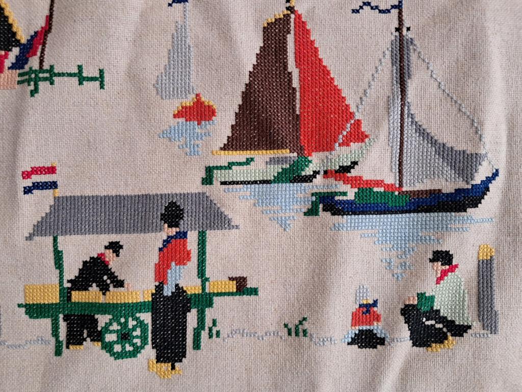 Borduursel Holland volendam marken wandkleed raamhanger, Ophalen of Verzenden