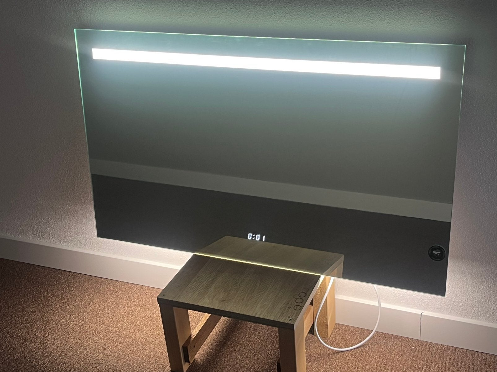 Nieuw Hipp Design LED Spiegel met Verwarming en Tijd, Ophalen, Rechthoekig, Minder dan 100 cm