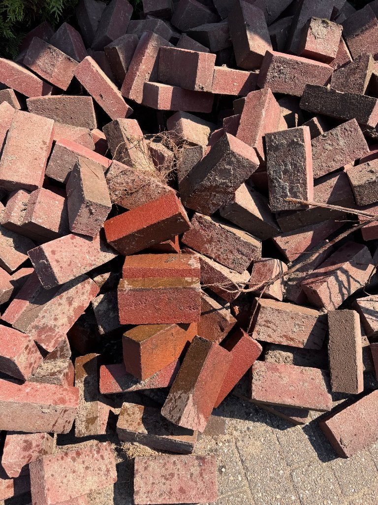 Rode klinkers dikformaat, Tuin en Terras, Ophalen, Gebruikt, Klinkers, 10 m² of meer