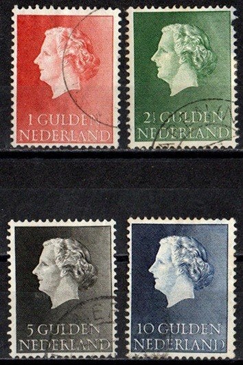 Nederland nr. 637-640 Koningin Juliana 1954-1957 gestempeld, Ophalen of Verzenden, Na 1940, Gestempeld