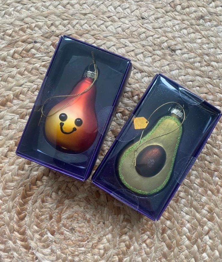 AH glazen kerstboom hangers peer en avocado, Ophalen of Verzenden, Nieuw