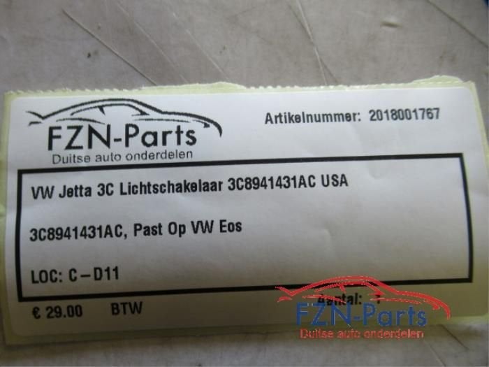Licht Schakelaar Volkswagen Jetta (22735531), Ophalen of Verzenden, Gebruikt